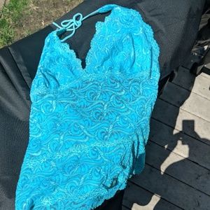 Bebe - Sky blue lace halter